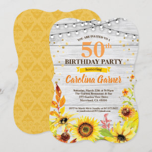 Sunflower 50th birthday invitation. Any age Invitation