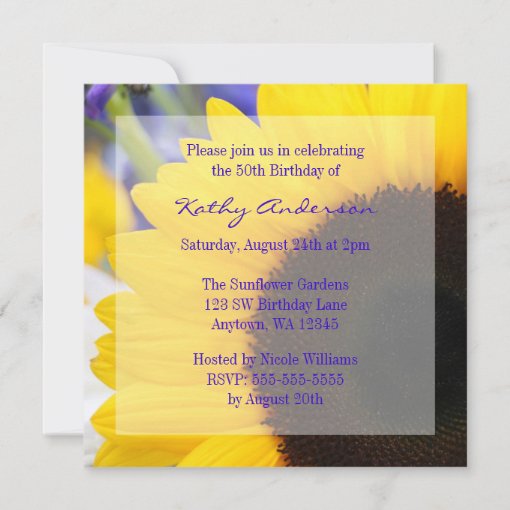 Sunflower 50th Birthday Party Invitations Zazzle