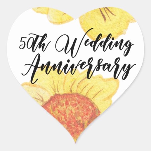 Sunflower 50th Wedding Anniversary Envelope Seals