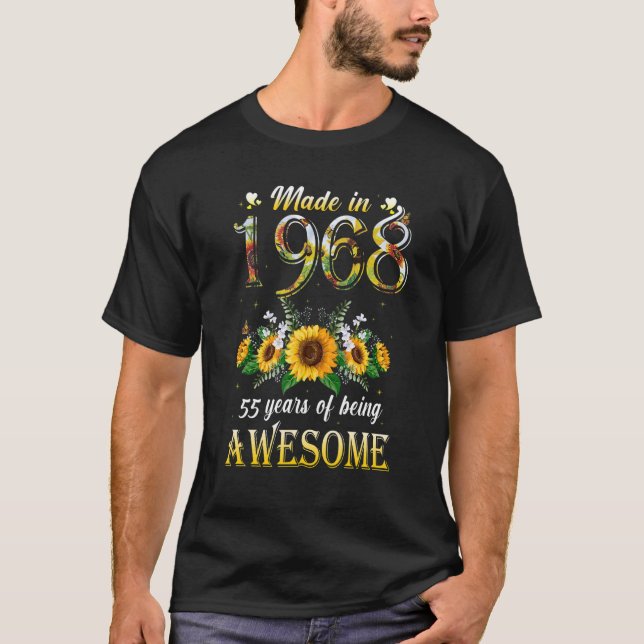 Sunflower 55th Birthday  For Women Floral Best Of  T-Shirt (Front)