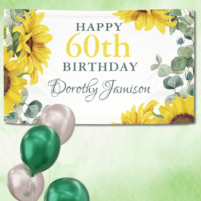 Sunflower 60th Birthday Party Banner (Creator Uploaded)