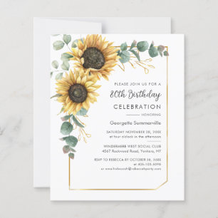 Sunflower 80th Birthday Party Invitation