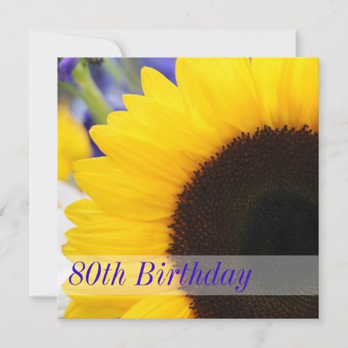 Sunflower 80th Birthday Party Custom Invitations
