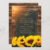 Sunflower 80th Birthday Party Rustic Fall Invitation (Front/Back)