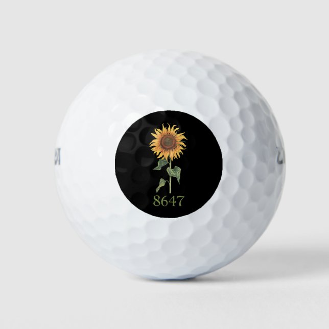 Sunflower 8647 86 47 Subtle Anti Trump Floral Boho Golf Balls (Front)