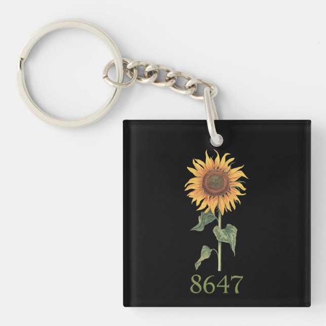 Sunflower 8647 86 47 Subtle Anti Trump Floral Boho Keychain (Front)