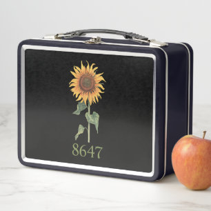 Sunflower 8647 86 47 Subtle Anti Trump Floral Boho Metal Lunch Box