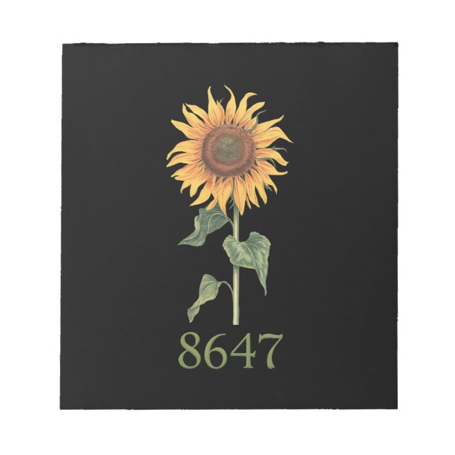 Sunflower 8647 86 47 Subtle Anti Trump Floral Boho Notepad (Front)