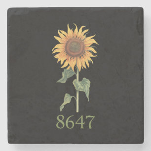 Sunflower 8647 86 47 Subtle Anti Trump Floral Boho Stone Coaster