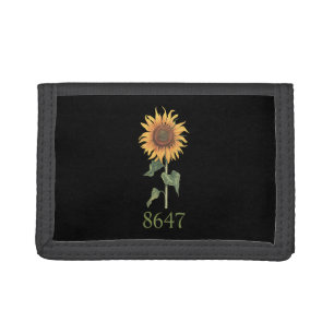 Sunflower 8647 86 47 Subtle Anti Trump Floral Boho Tri-fold Wallet