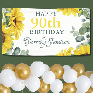 Sunflower 90th Birthday Party Banner
