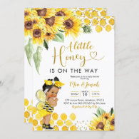 Sunflower A Little Honey is on the way baby shower Invitation