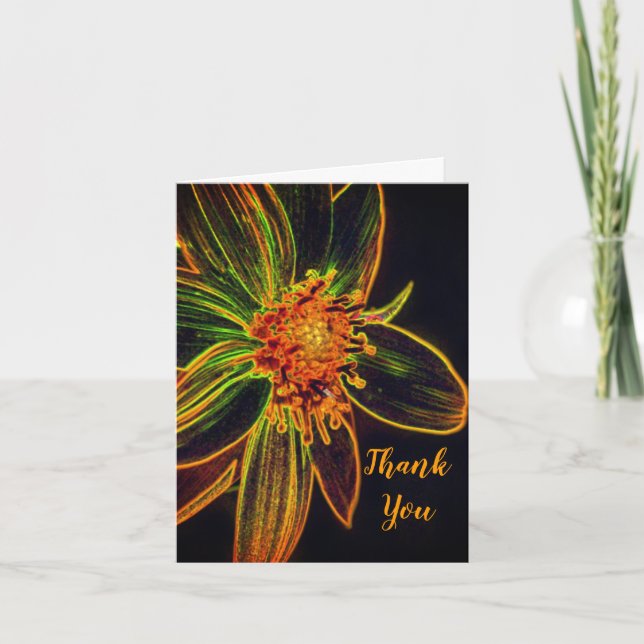 Sunflower Abstract Floral Art Thank You Card (Front)
