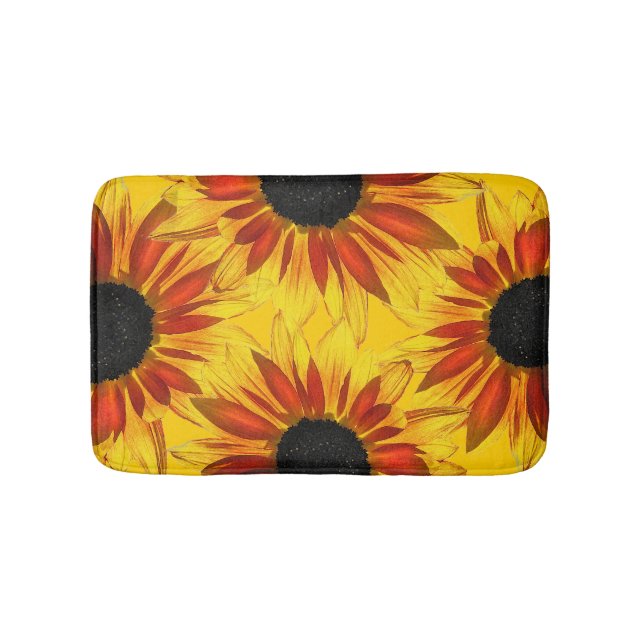 Sunflower Abstract Flower Bath Mats (Front)