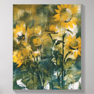 Sunflower abstract impressionism fine art canvas photo tile