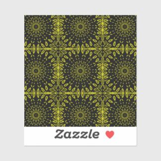 Sunflower Abstract Motif - Yellow On Black Sticker