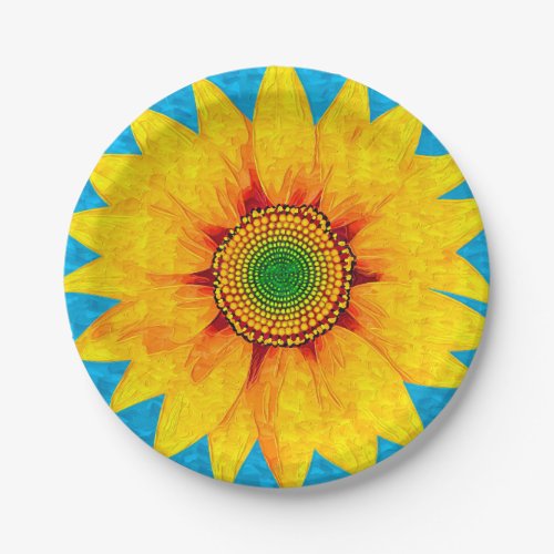 Sunflower  Abstract Painting Art Paper Plates