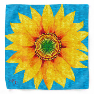 Sunflower Abstract Painting Art Personalized Bandana