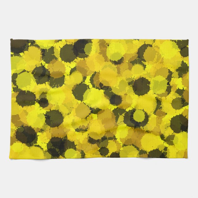 Sunflower abstract yellow pattern modern nature  kitchen towel (Horizontal)