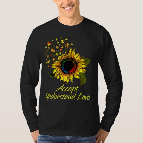 Sunflower Accept Understand Love Autism Awareness T_Shirt