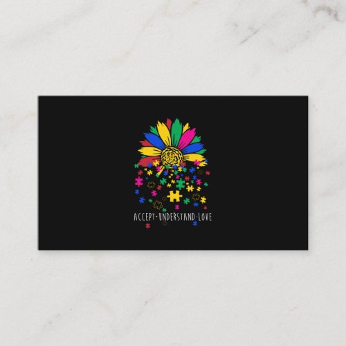 Sunflower Accept Understand Love World Autism Awar Business Card