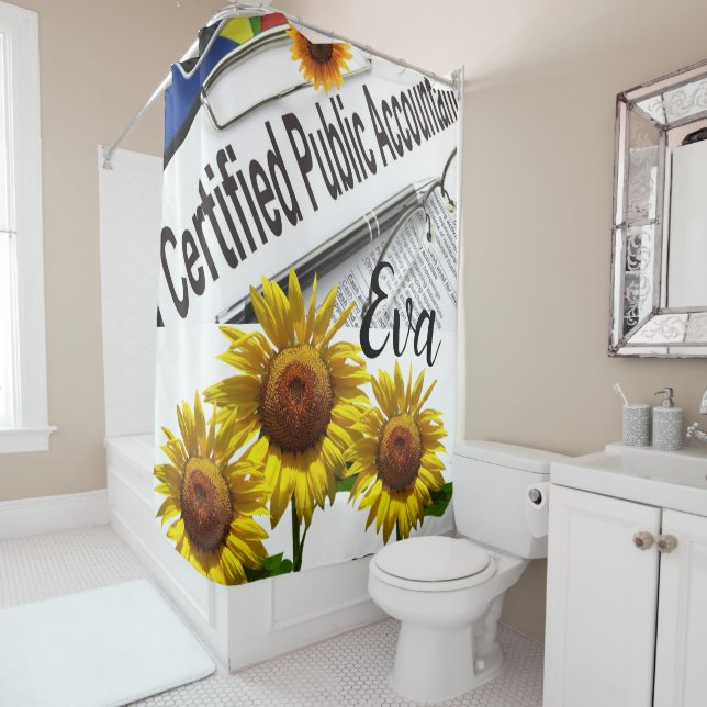 Sunflower Accountant Shower Curtain (In Situ)