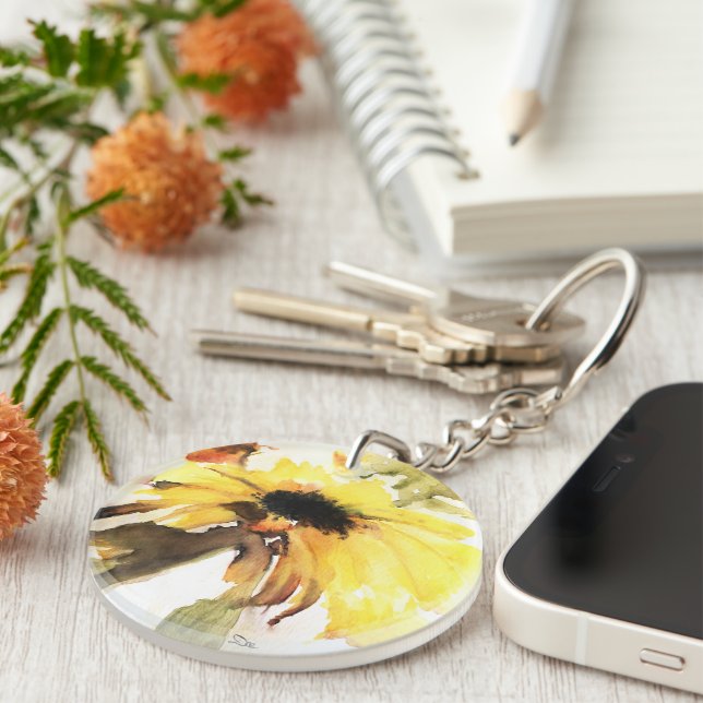 Sunflower Acrylic Keychain, Round (double-sided) Keychain (Front Right)