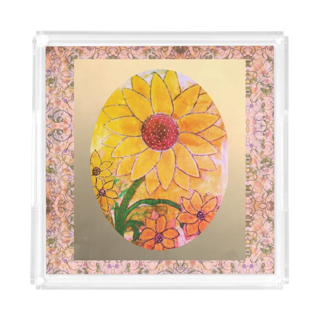 Sunflower  acrylic tray (Front)