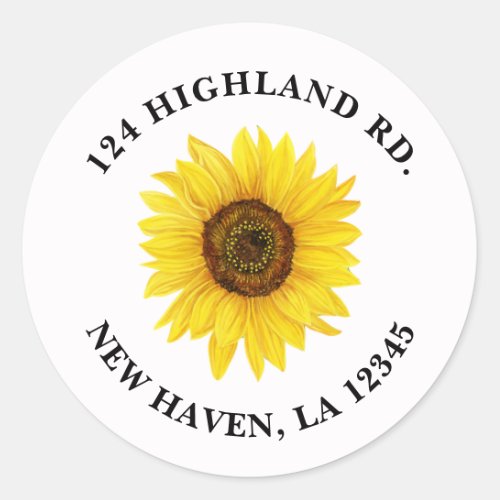Sunflower Address Classic Round Sticker