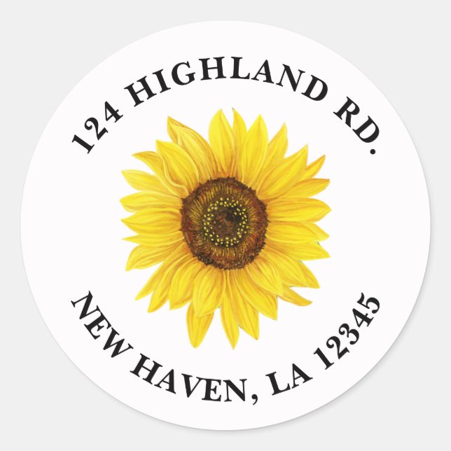 Sunflower Address Classic Round Sticker (Front)
