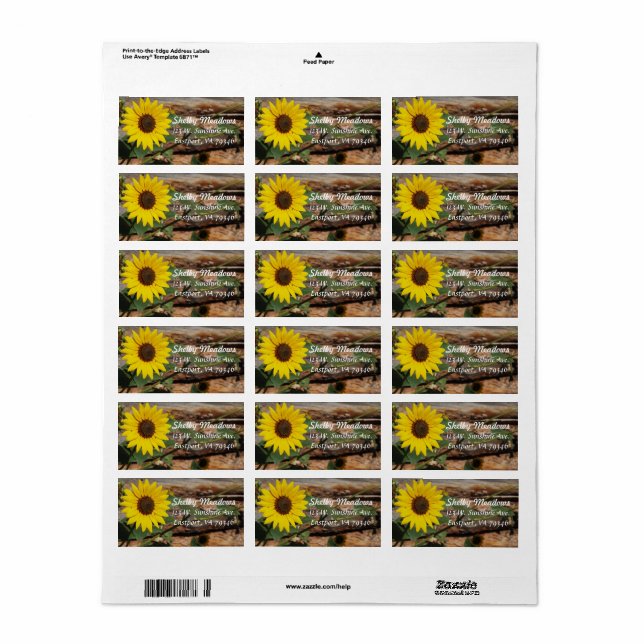 Sunflower Address Label (Full Sheet)