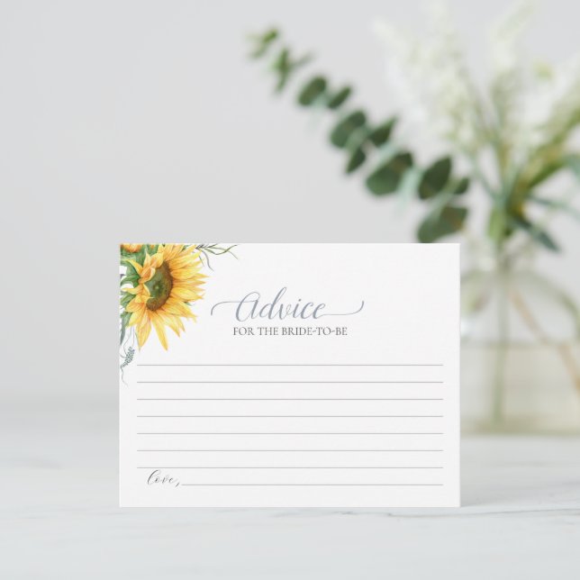 Sunflower Advice For The Bride-To-Be Card (Standing Front)