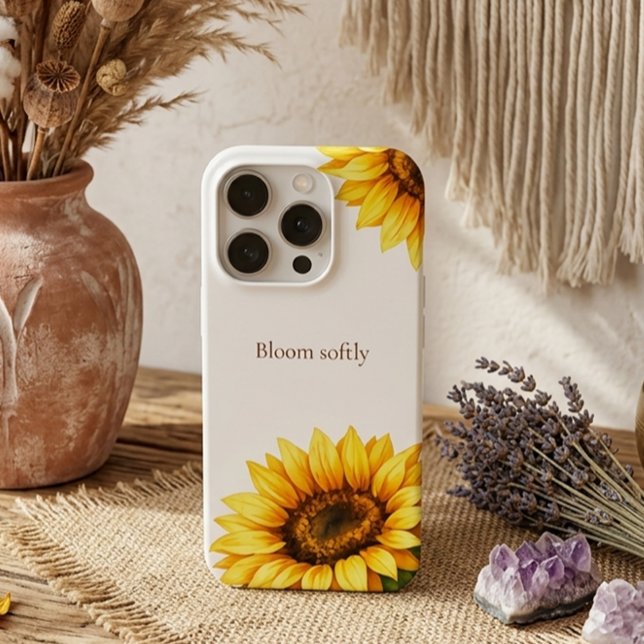 Sunflower Aesthetic Minimal Modren Viral Customize iPhone Case (Creator Uploaded)