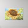 Sunflower against blue sky with textured overlay canvas print