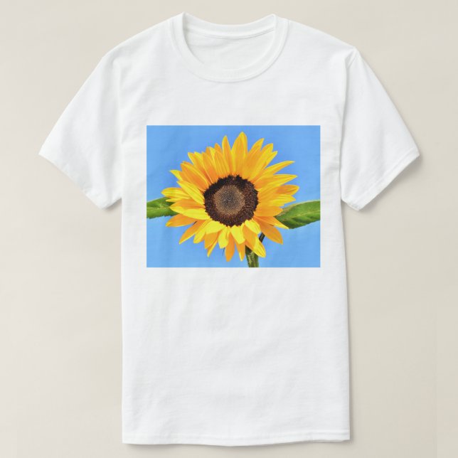 Sunflower Against Sun on Blue Sky - Summer T-Shirt (Design Front)