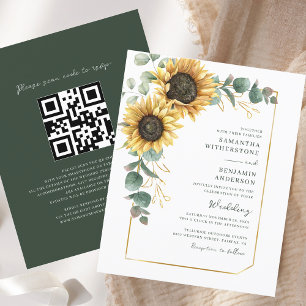 Sunflower All-in-One QR Code Wedding Invitation