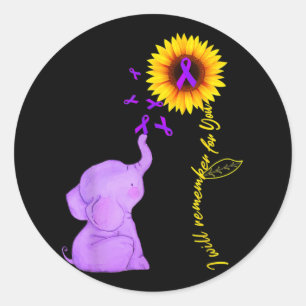 Sunflower Alzheimer Awareness  I Will Remember For Classic Round Sticker