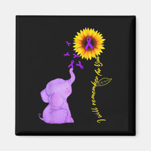 Sunflower Alzheimer Awareness  I Will Remember For Magnet