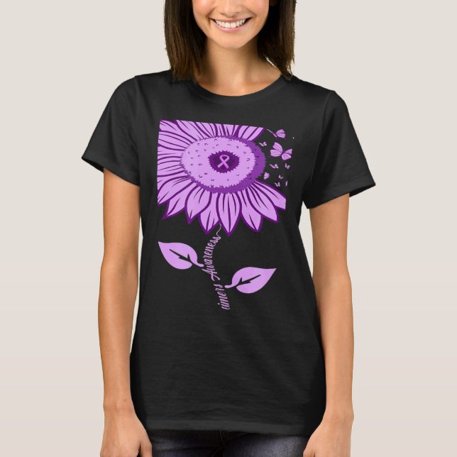 Sunflower Alzheimer's awareness Ribbon Purple Butt T-Shirt (Front)