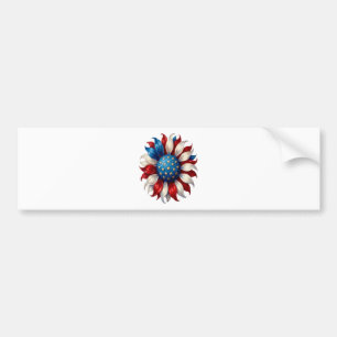 Sunflower American Flag 4Th Of July Bumper Sticker