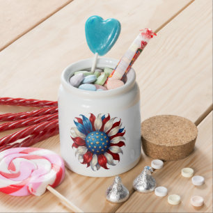 Sunflower American Flag 4Th Of July Candy Jar