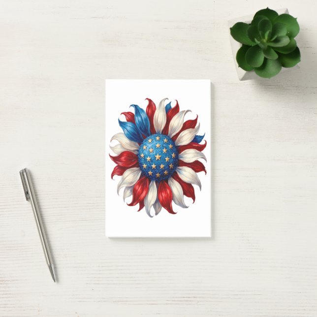 Sunflower American Flag 4Th Of July Post-it Notes (Office)