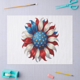 Sunflower American Flag 4Th Of July Tissue Paper