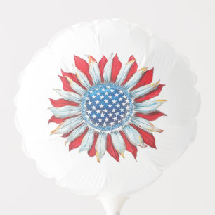 Sunflower American Flag 4th of July Women Men Meri Balloon
