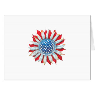 Sunflower American Flag 4th of July Women Men Meri Card