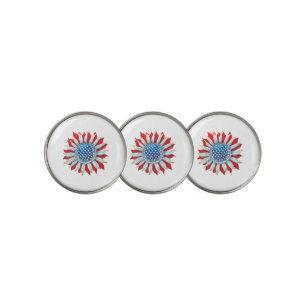 Sunflower American Flag 4th of July Women Men Meri Golf Ball Marker