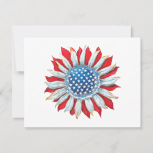 Sunflower American Flag 4th of July Women Men Meri Invitation