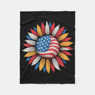 Sunflower American Flag Merica Happy 4th Of July P Fleece Blanket