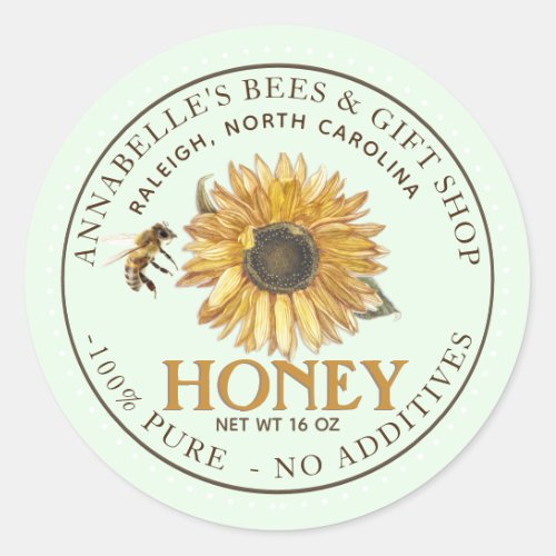 Sunflower and Bee Honey Label