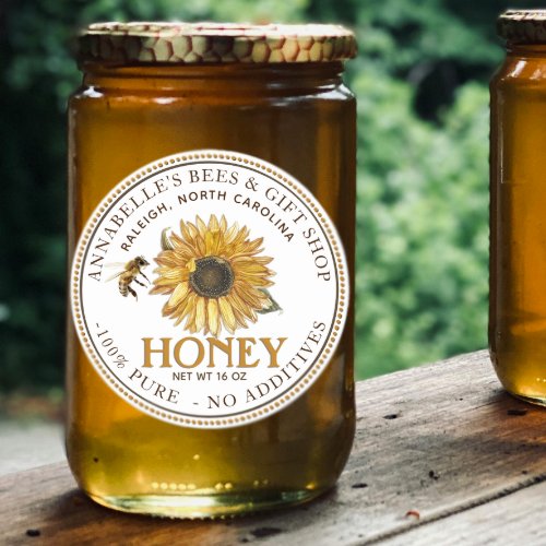 Sunflower and Bee Honey Label